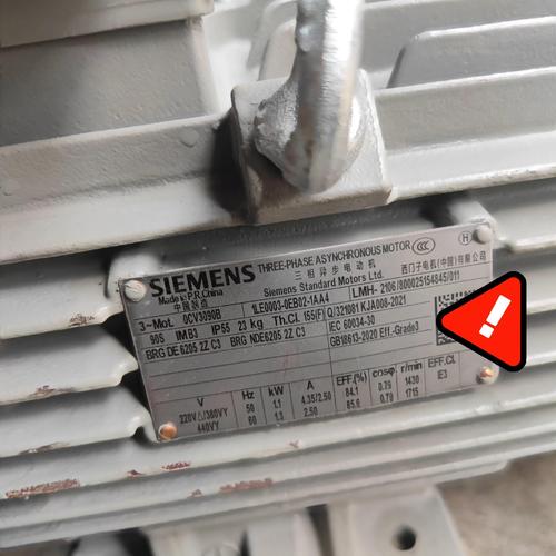 西門子電機中國有限公司，西門子電機銘牌解讀圖片